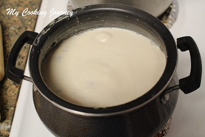 Cooking the milk in a pot