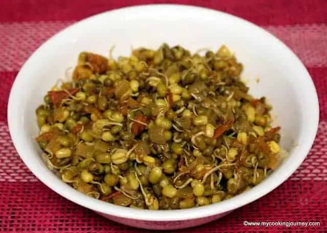 Moong Sprouts Curry in a bowl