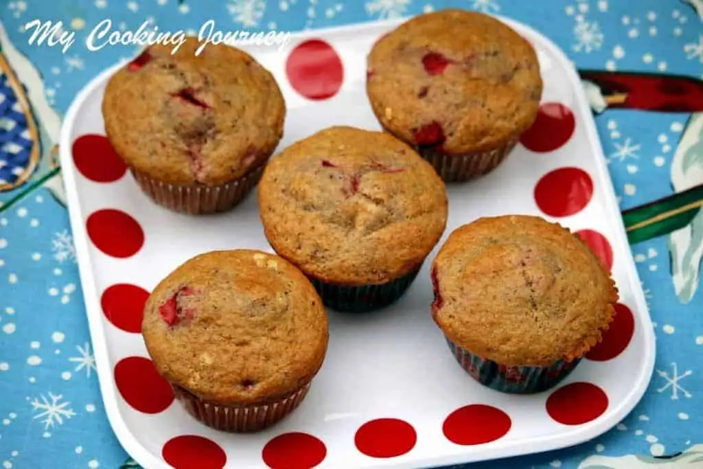 Strawberry Muffins served in a tray