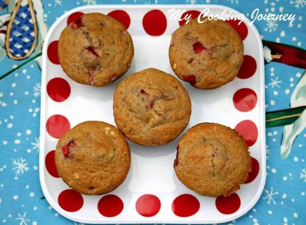 Eggless  Strawberry Muffins is ready to serve