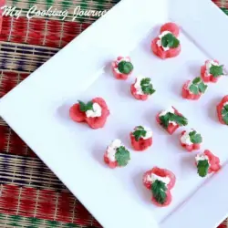 Watermelon Savory Bites in a plate