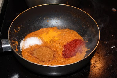 Adding spices and cooking