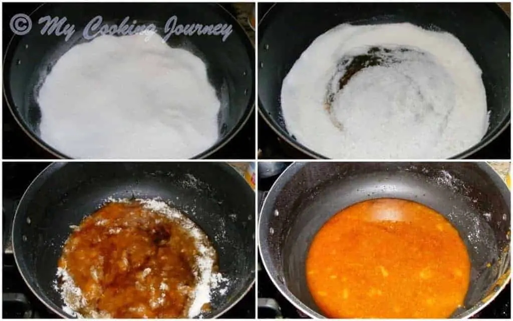 Sugar melting in a pan