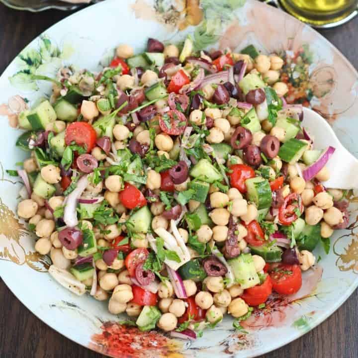 Chickpea salad in a bowl