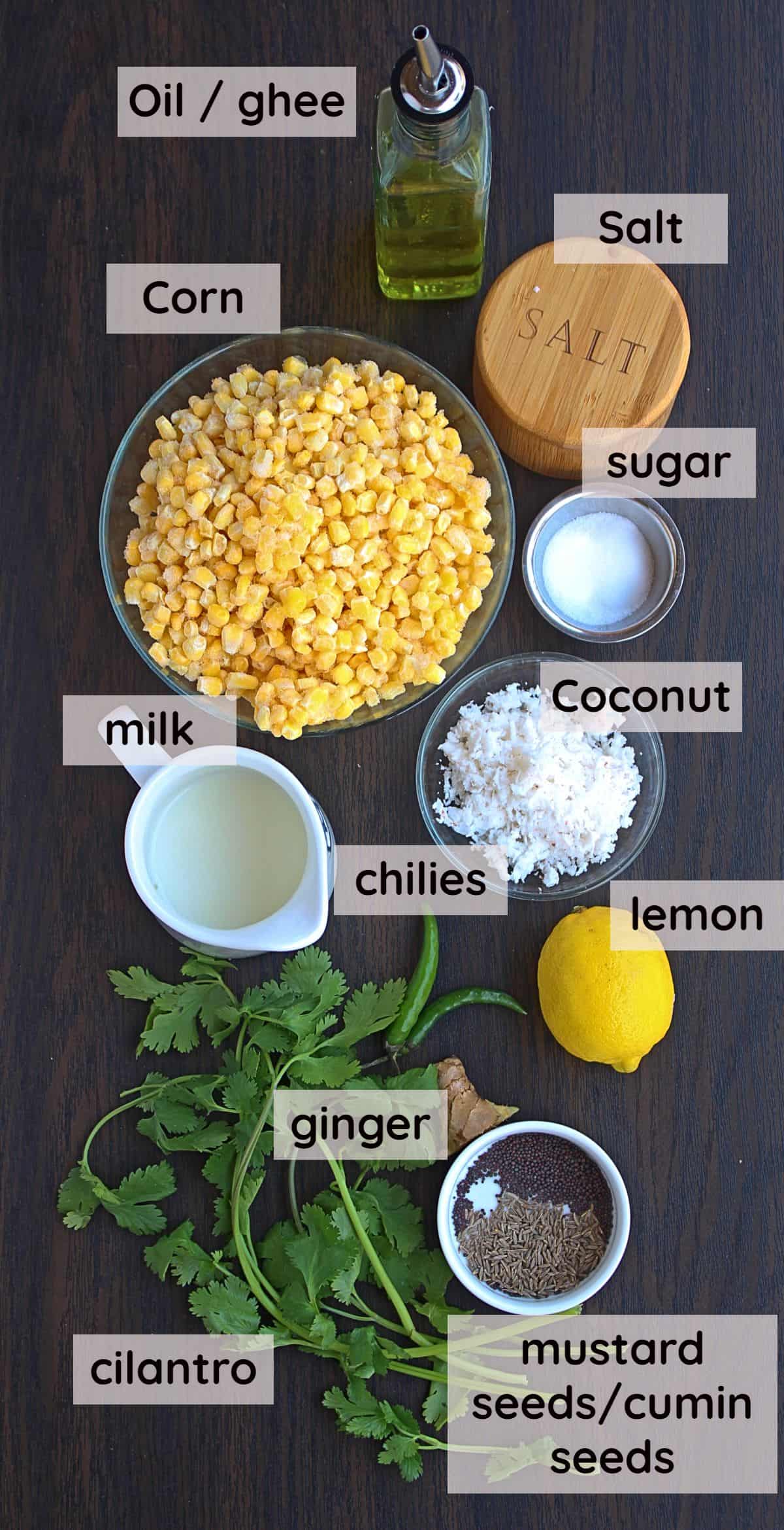 Ingredients needed to make Indore style bhutte ka kees