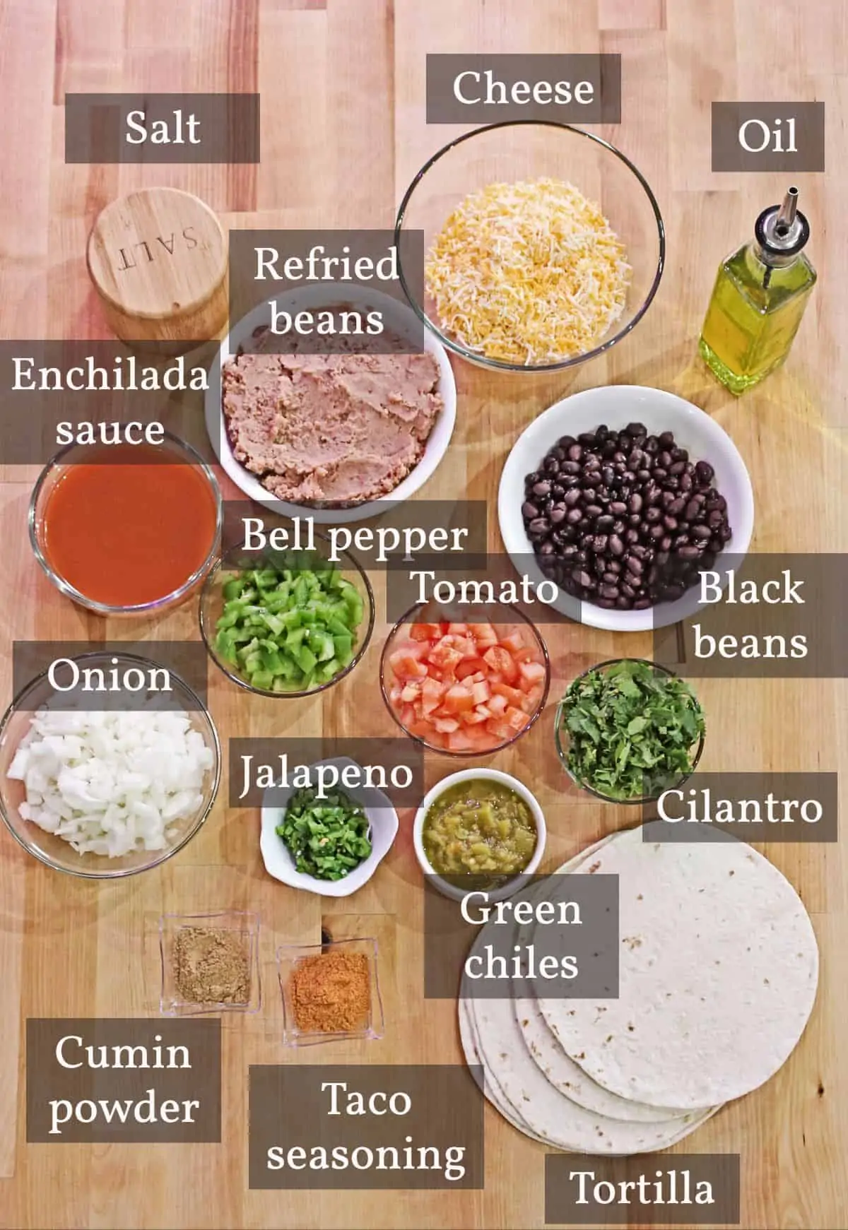 ingredients needed to make Mexican tortilla pie