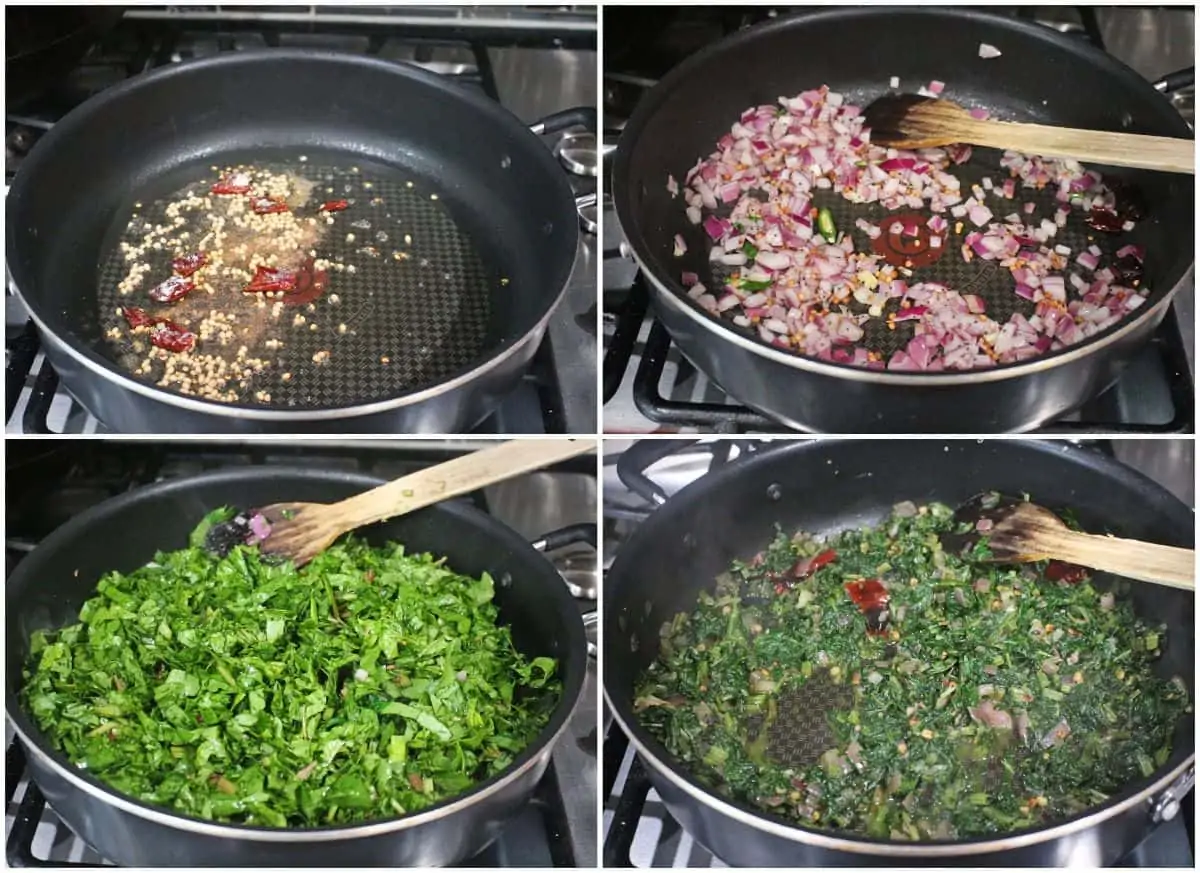 process shot to cook beet green stir fry