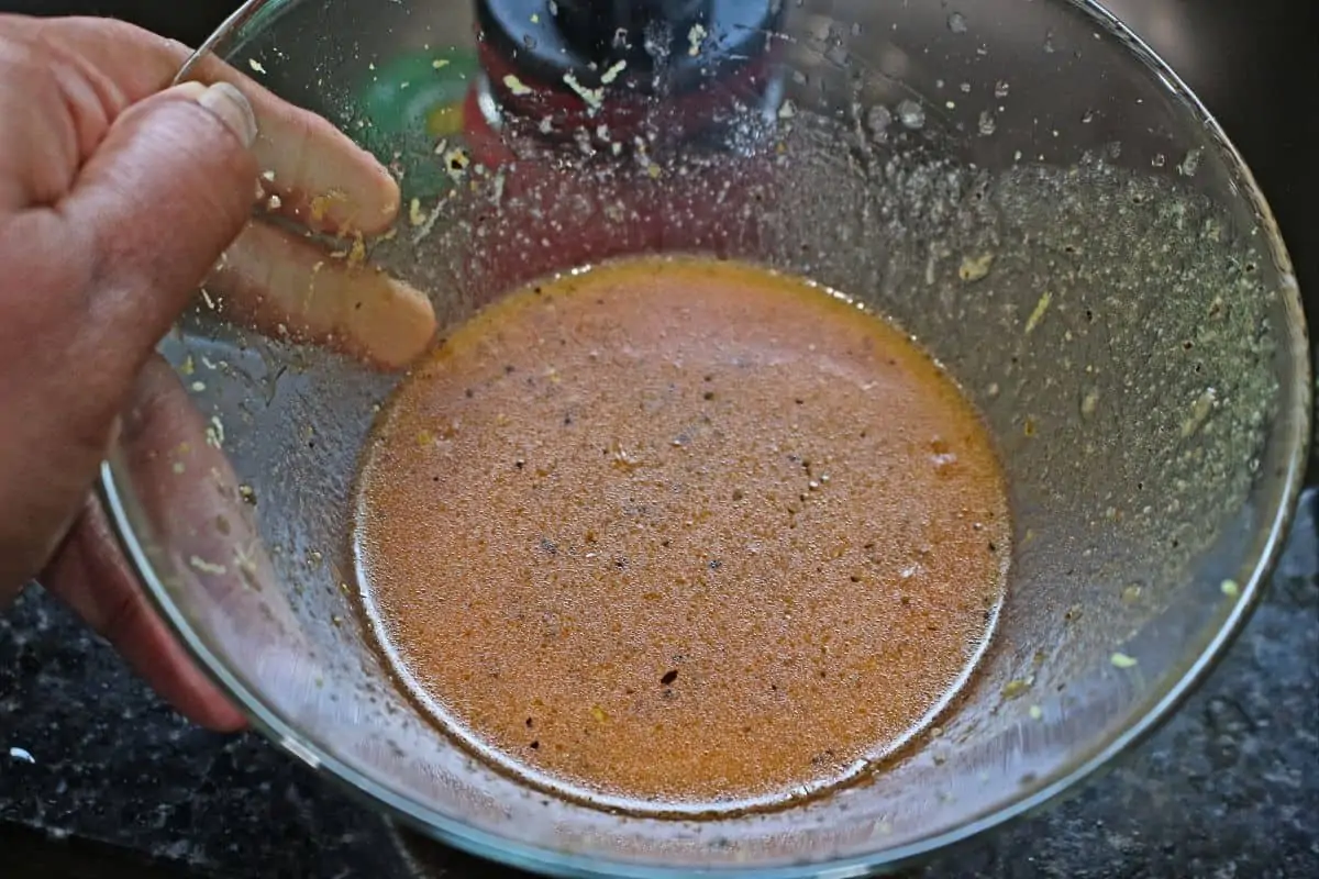 salad dressing in a glass bowl