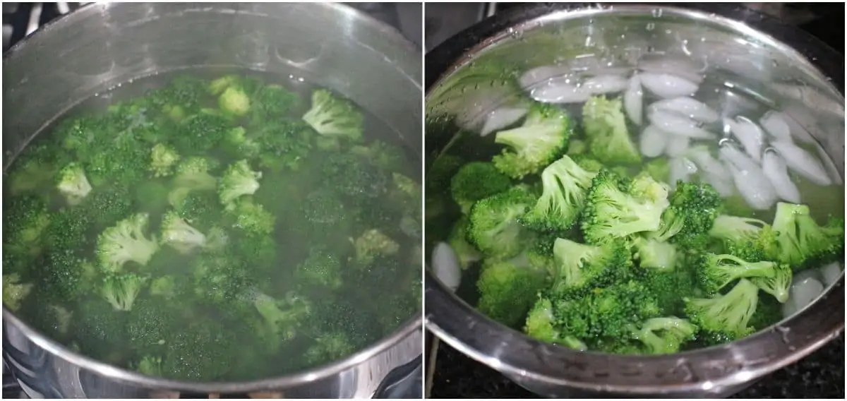 broccoli in water and ice bath