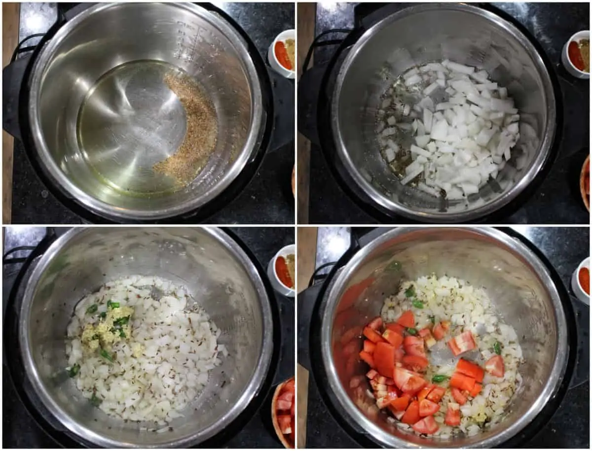 process shot to saute the seasoning to make dal tadka in instant pot