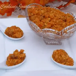 Carrot halwa in a glass bowl