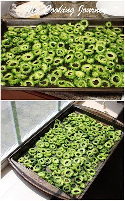 Spread Bitter Gourd in a tray to dry.