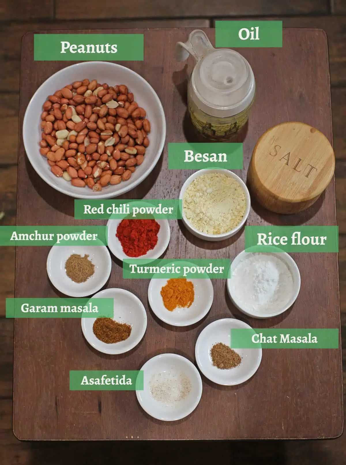 ingredients needed to make masala peanuts labeled