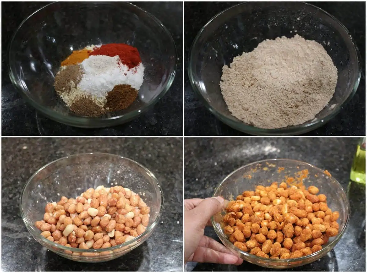 process shot to make masala peanuts