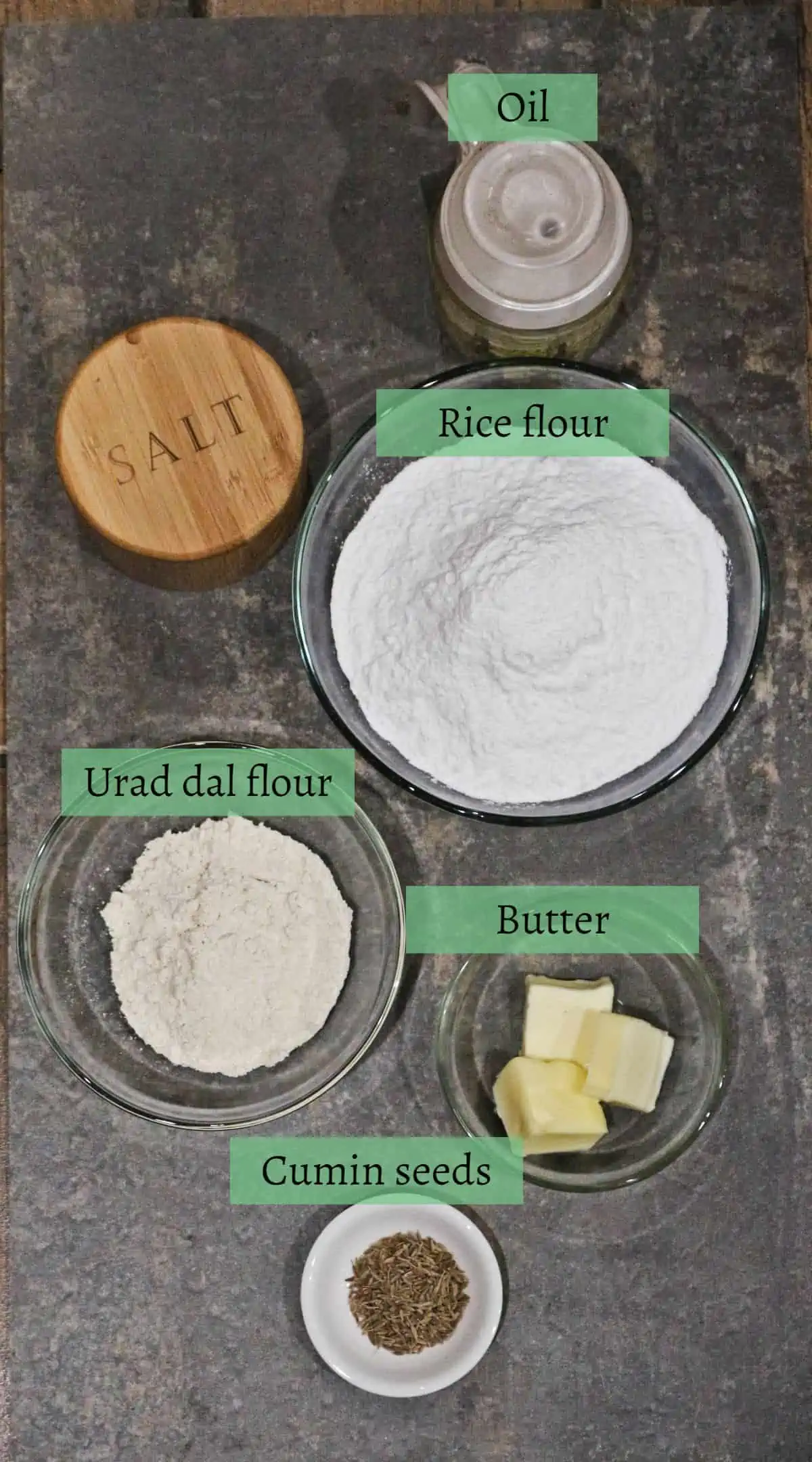 ingredients labeled to make thenkuzhal