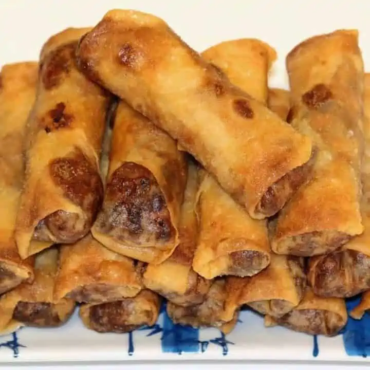 Chinese Spring rolls stacked on top of each other