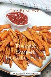 sweet potato fries in a plate with text