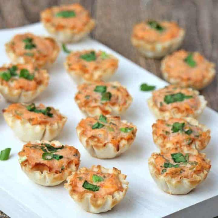 Savory filo cups on a board - Featured Image
