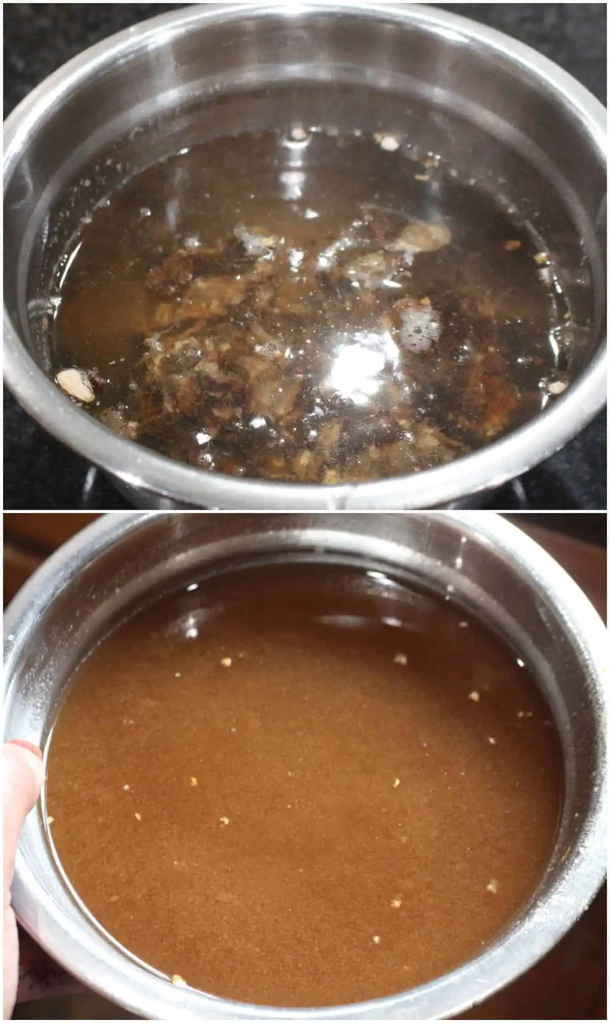 Tamarind soaked in hot water.