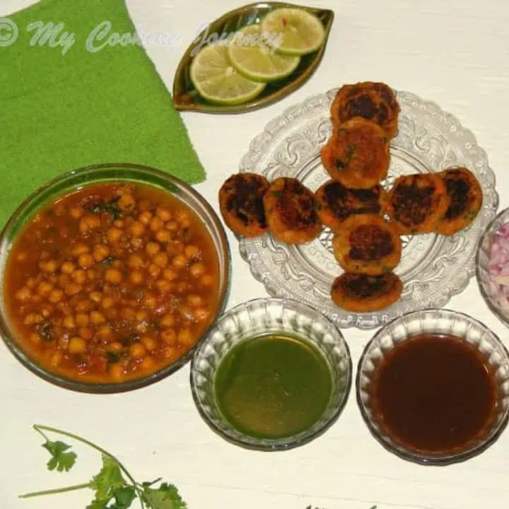 Aloo Tikki Chole Chat with sides - Featured Image