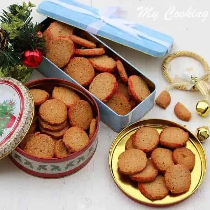 Oat Flour and Almond Sables in holiday boxes - Featured Image