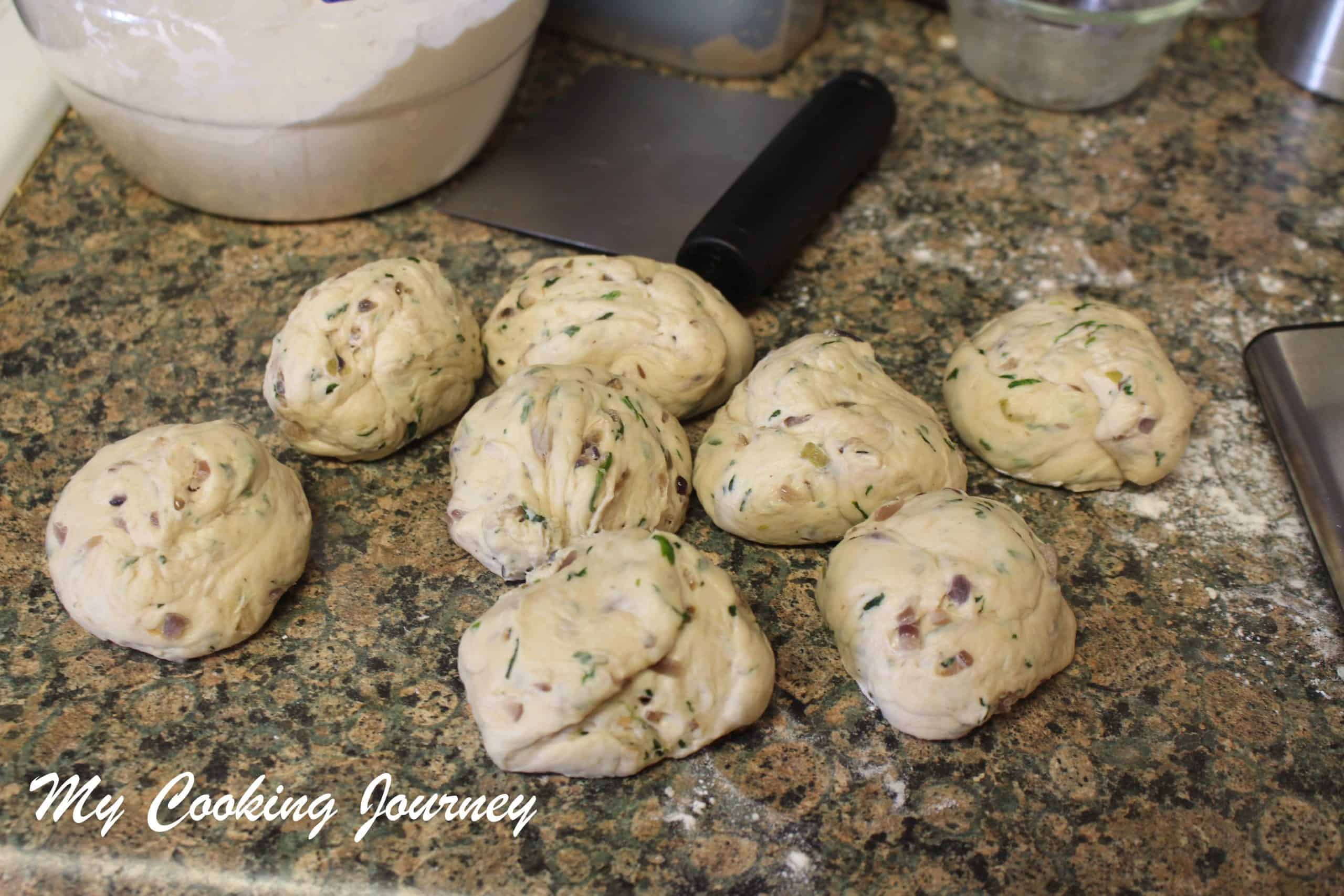 Dividing the dough into balls
