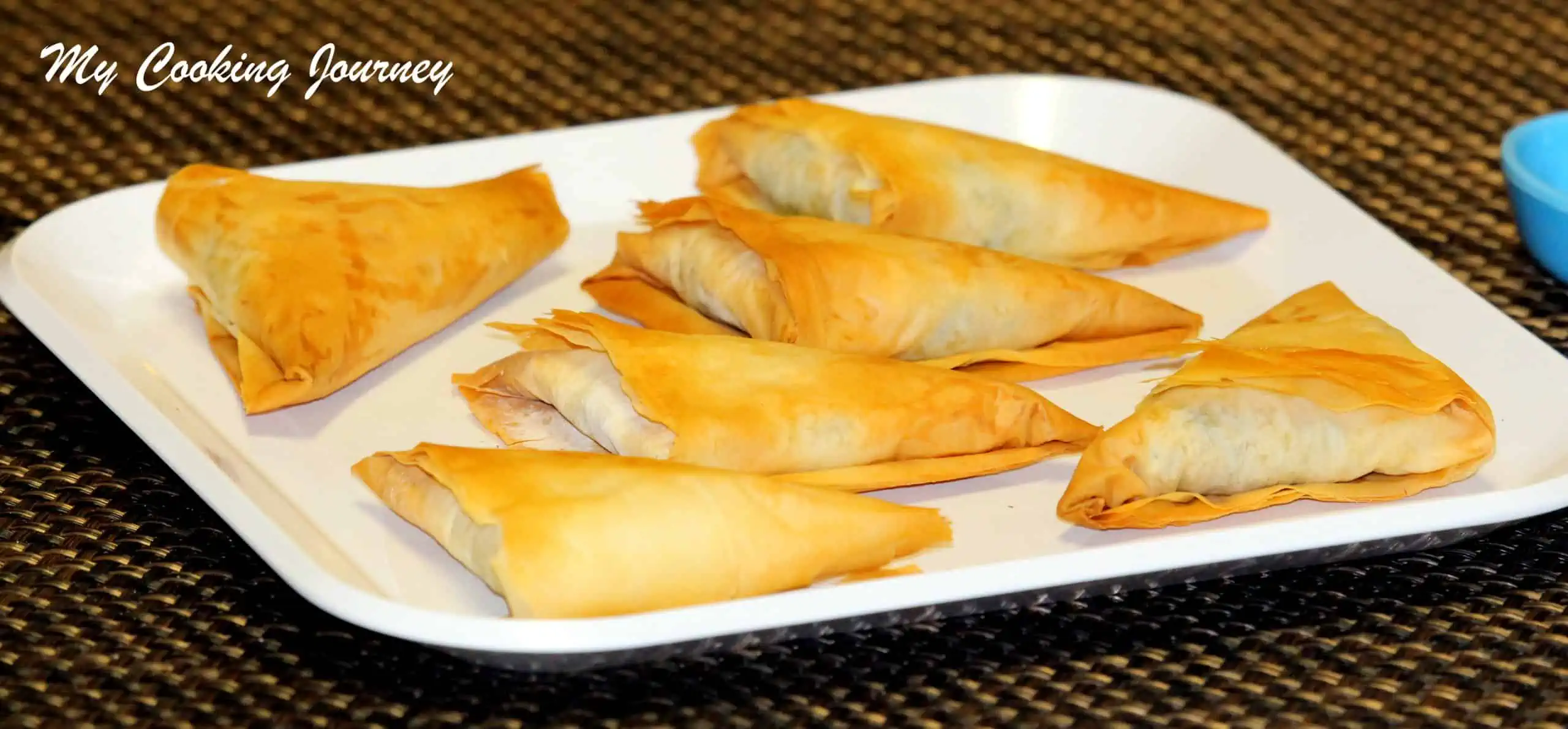 Baked Spinach and Paneer Samosa - Side view