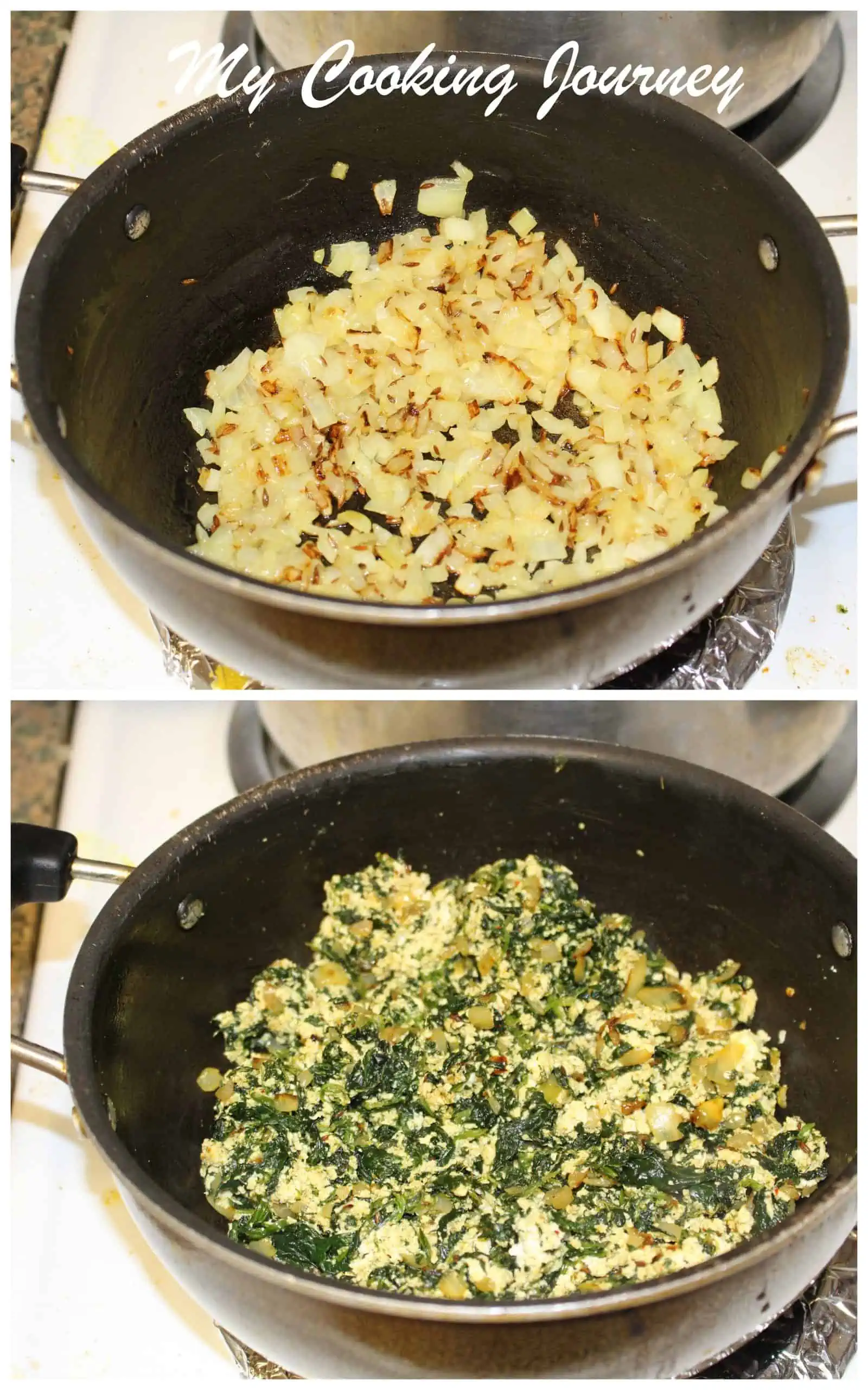 Frying the ingredients in a pan