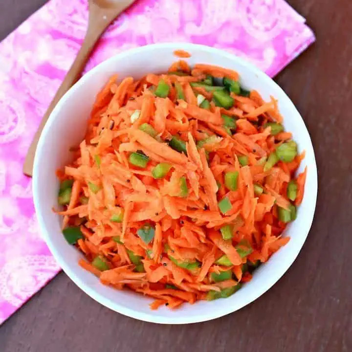 Carrot Bell Pepper Kosumalli in a white bowl - Featured Image
