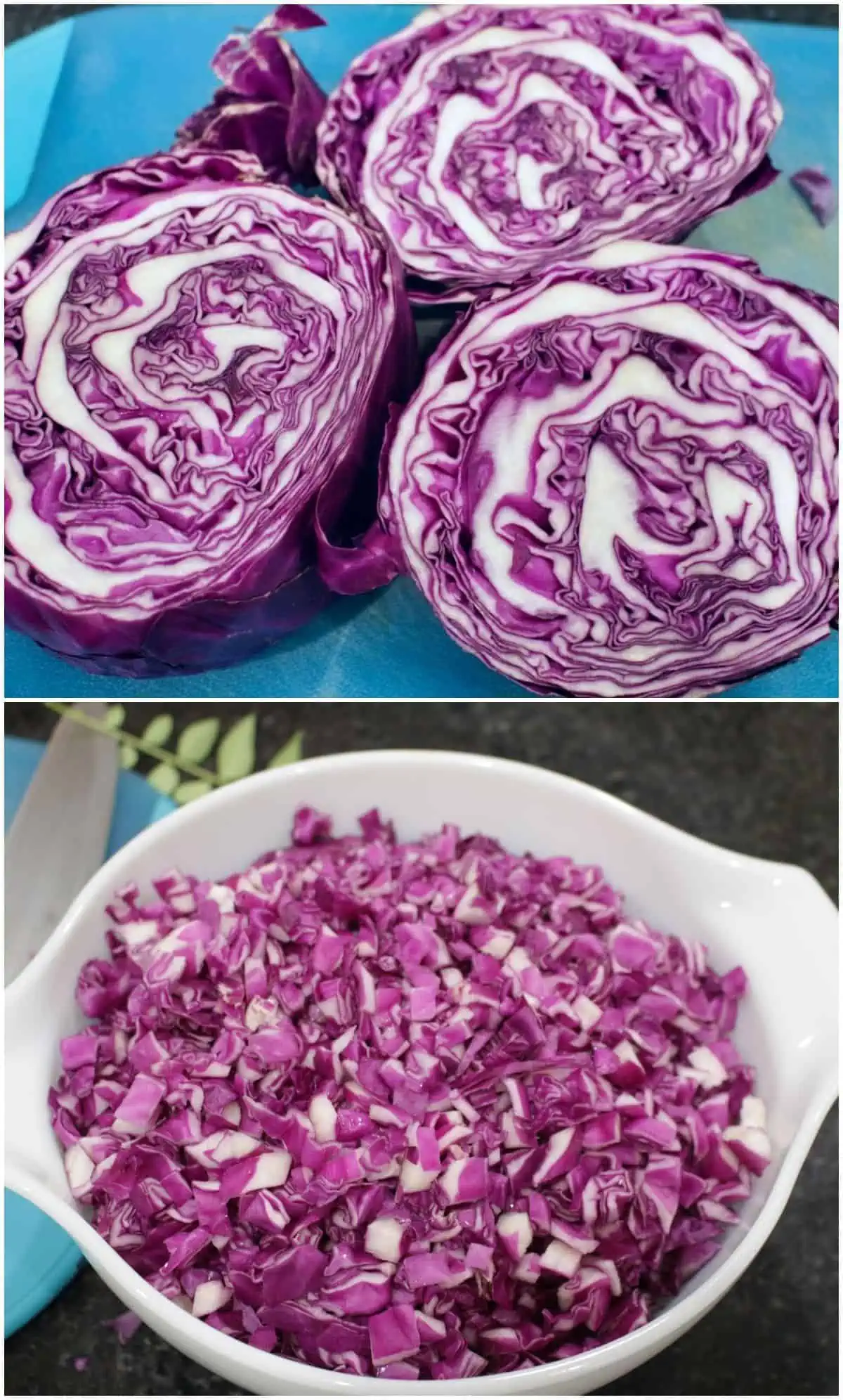 how to chop purple cabbage.