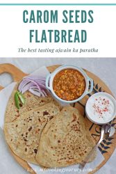 flatbread with subzi and text on top.