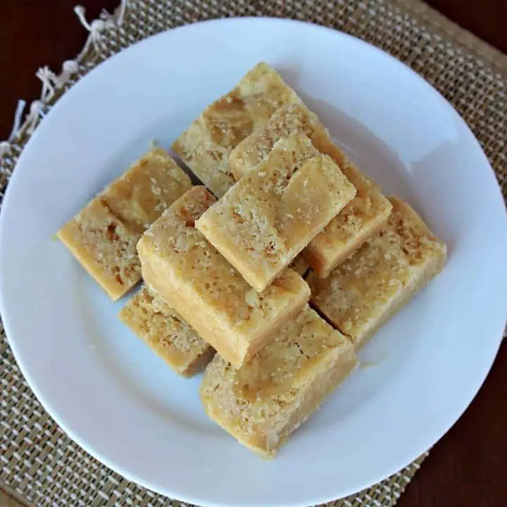 Mysore Pak in a white plate - Featured Image