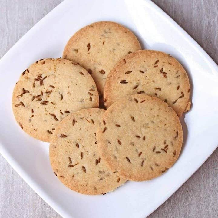 Jeera Cookies in a white plate - Featured Image