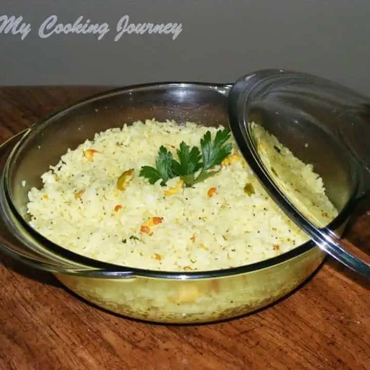 Lemon Rice in a glass bowl - Featured image