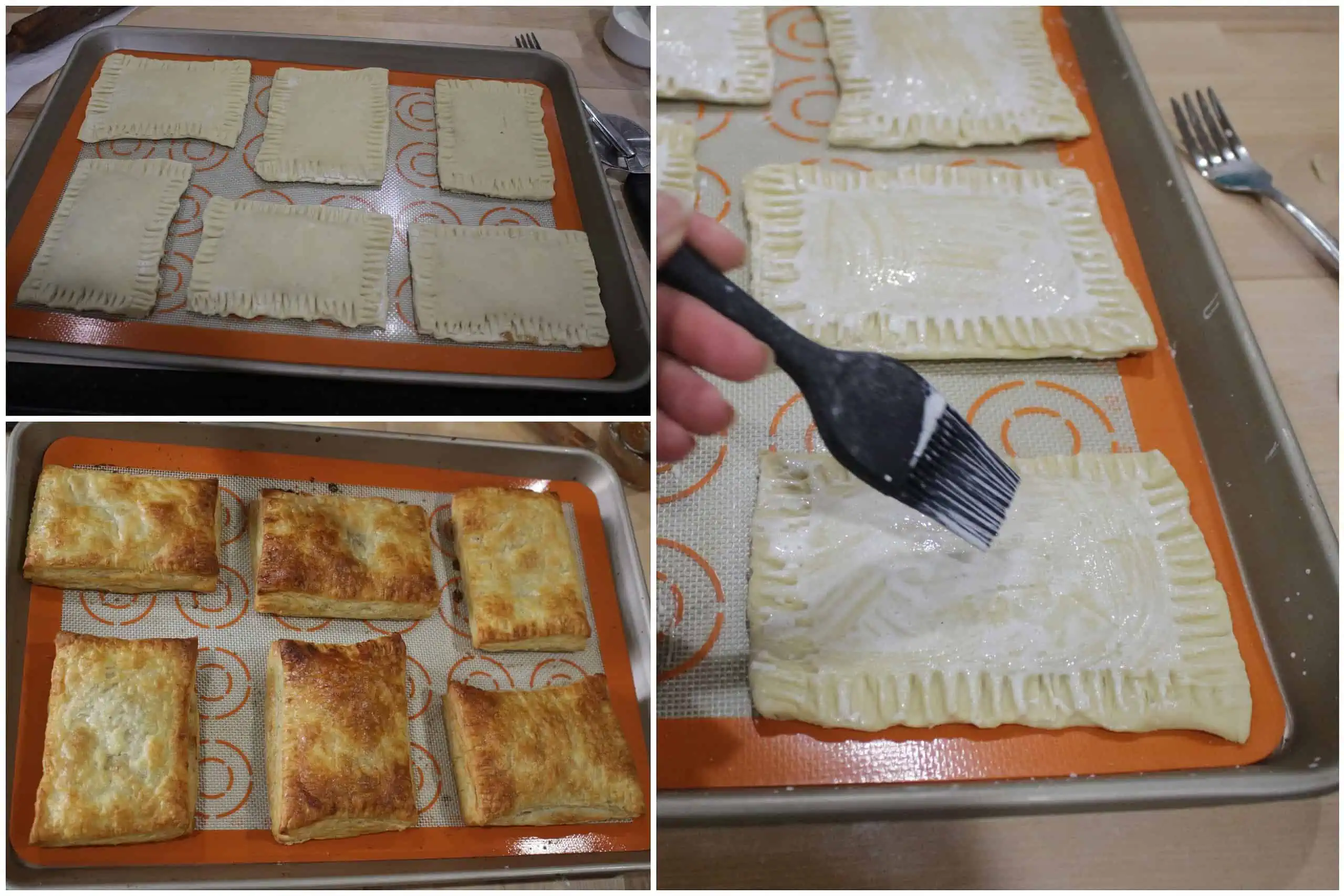 Process shot to bake the puff pastry toaster strudel.
