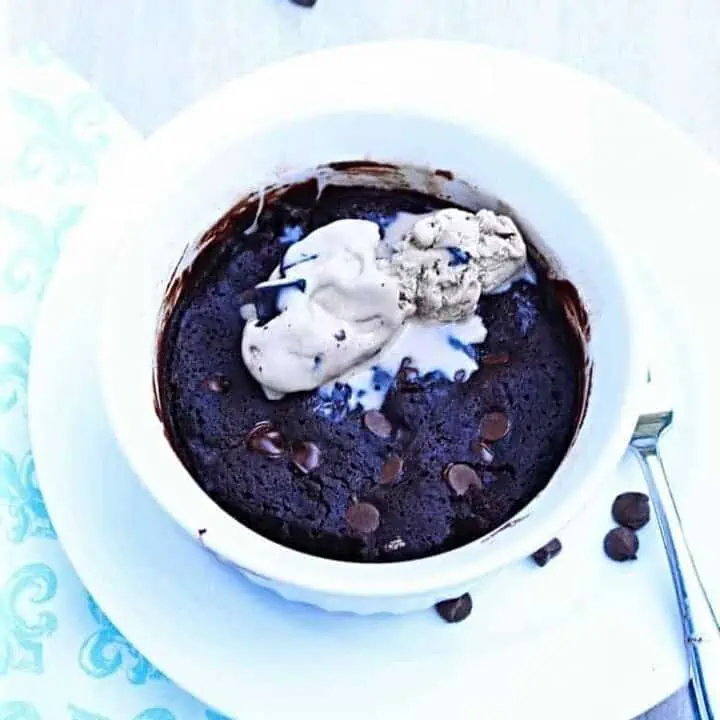 Microwave Brownie in a White Bowl - Featured Image